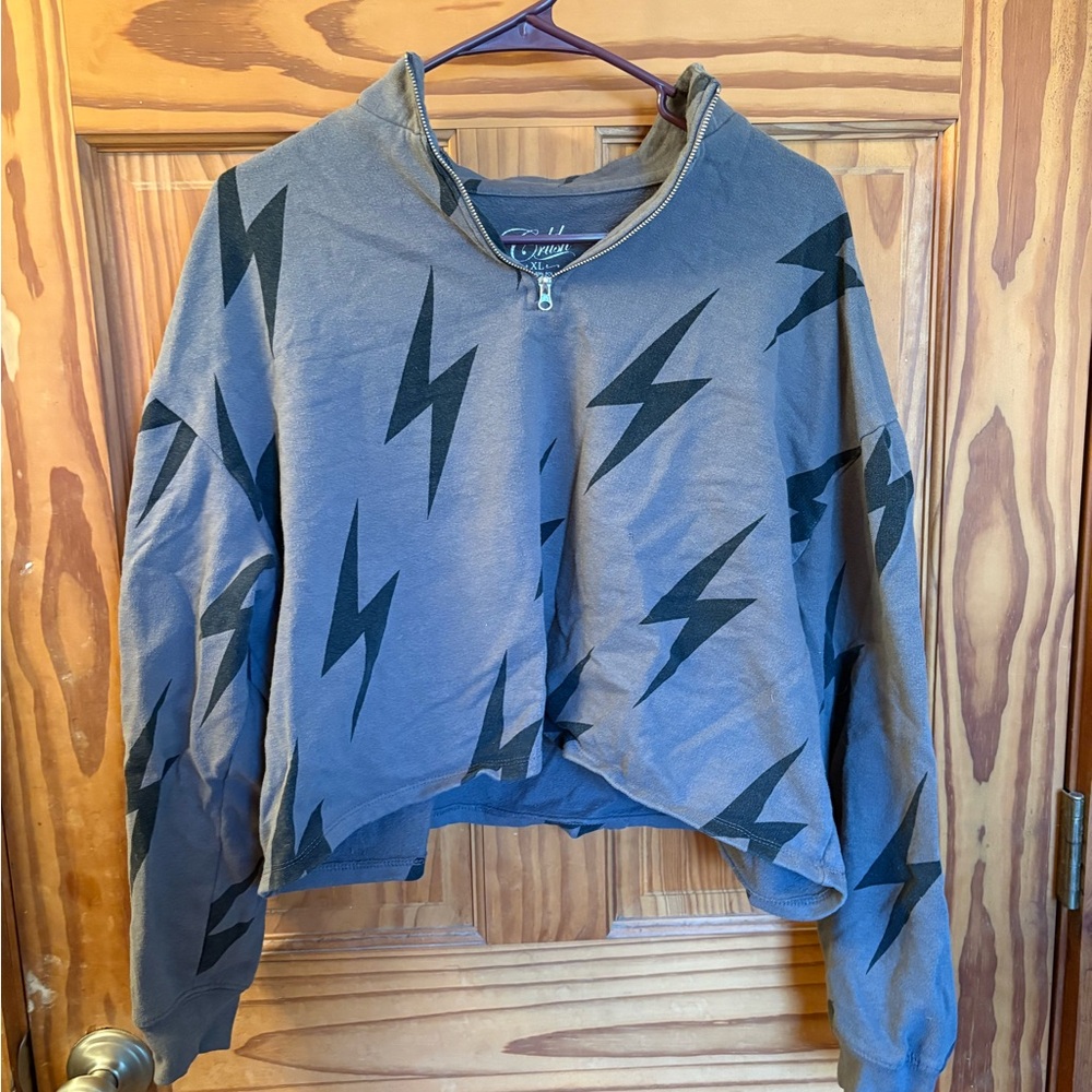 Chaser Gray Sweater with Black Lightning Bolts